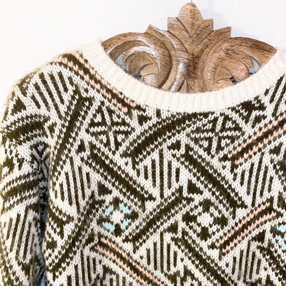 VNTAGE 90s T.Q. Geometric Crewneck Pullover Sweater Size Medium - Picture 2 of 4